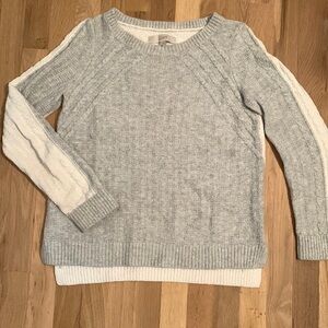 Loft Color-Blocked Gray & White Crewneck Long Sleeve Pullover Sweater Women’s S